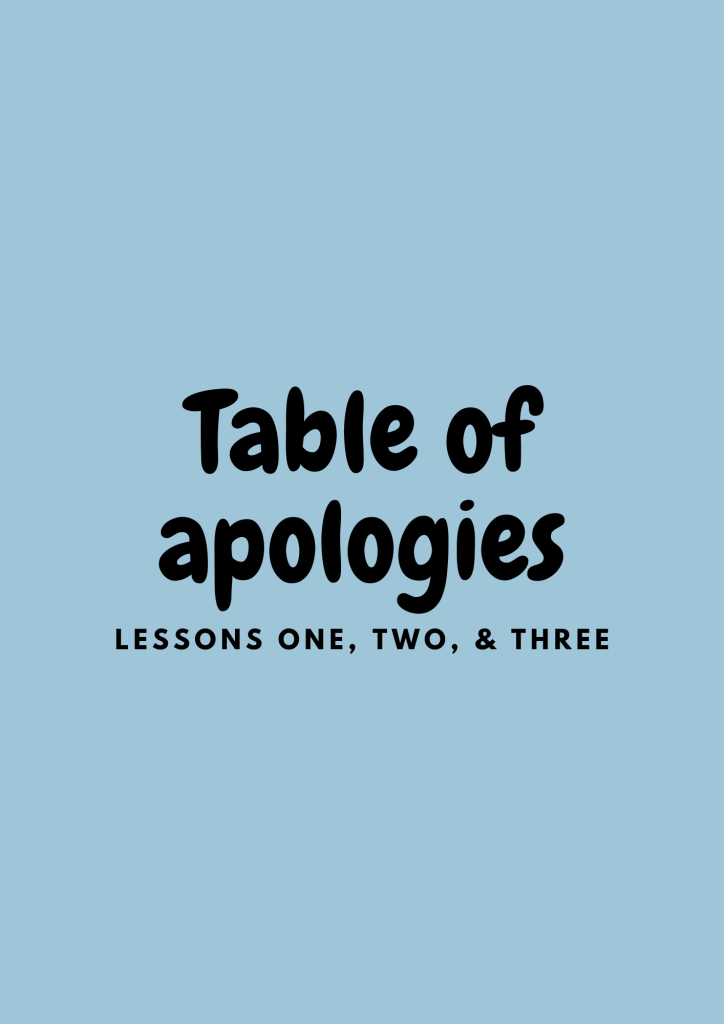 Preview: Table of apologies